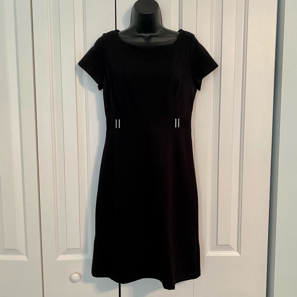 White House Black Market Short-Sleeve Blk Dress, 6